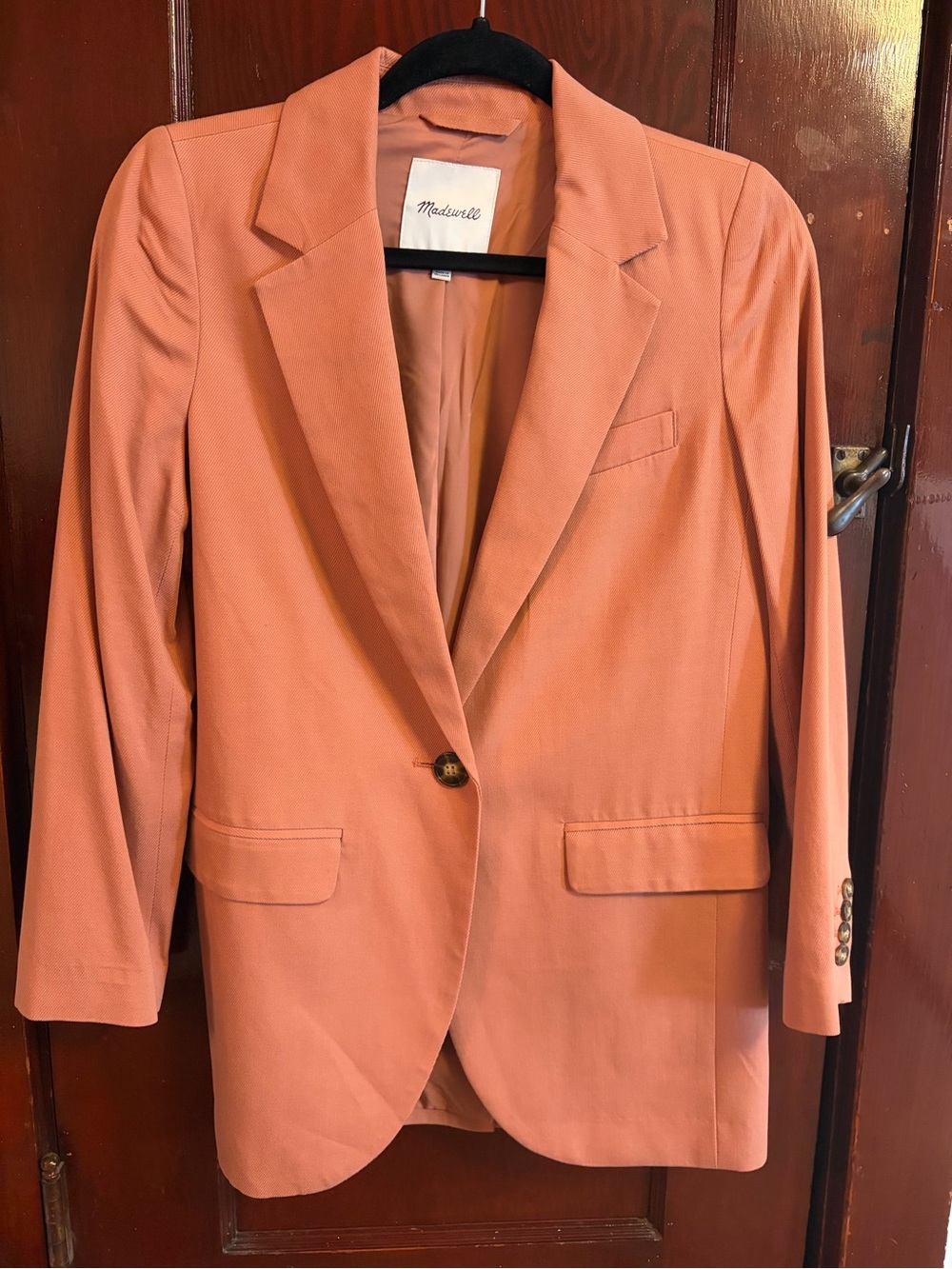 Madewell Salmon Coral Pink Single-Button Blazer
